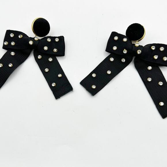 TUCKERNUCK Bow Earrings KATE Statement Retro Jewelry Black CZ Drop Dangle Preppy - Picture 9 of 9